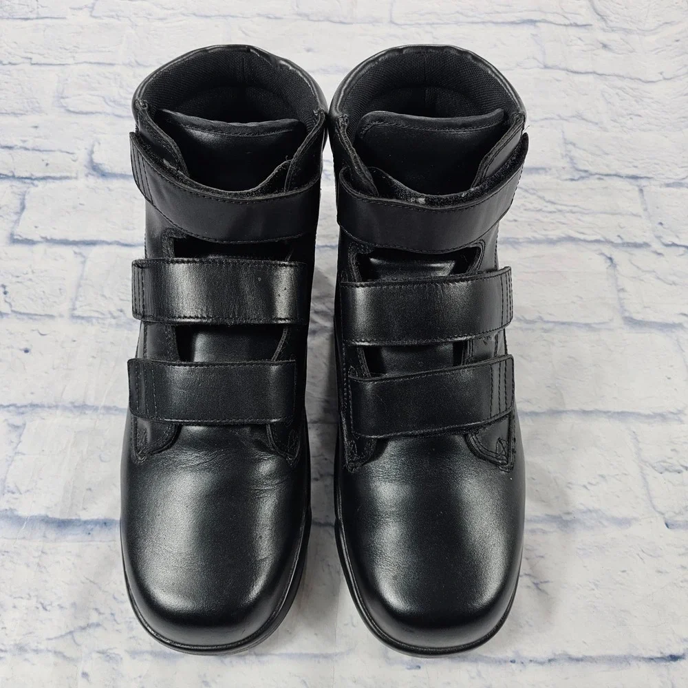 Apex Ambulator Walking Boots Men 11.5 Wide Black Leather Orthotic Diabetic Strap
